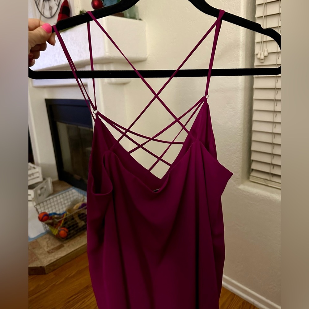 Fushia, cross top camisole. Express, size S